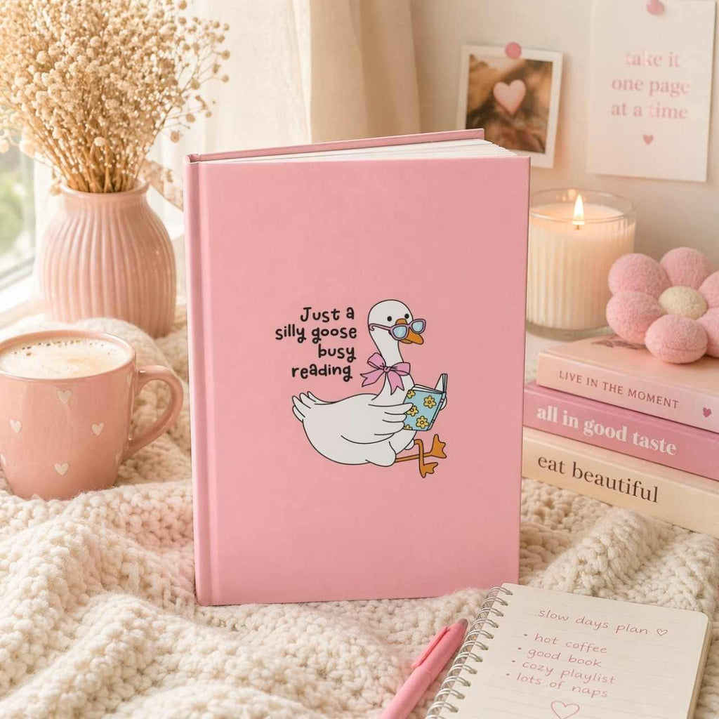 Just A Silly Goose Busy Reading Journal – Hardcover Reading Journal | Gift for Book Lovers