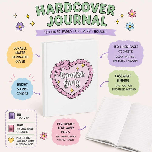 Bookish Girly Heart Journal – Hardcover Reading Journal | Gift for Book Lovers