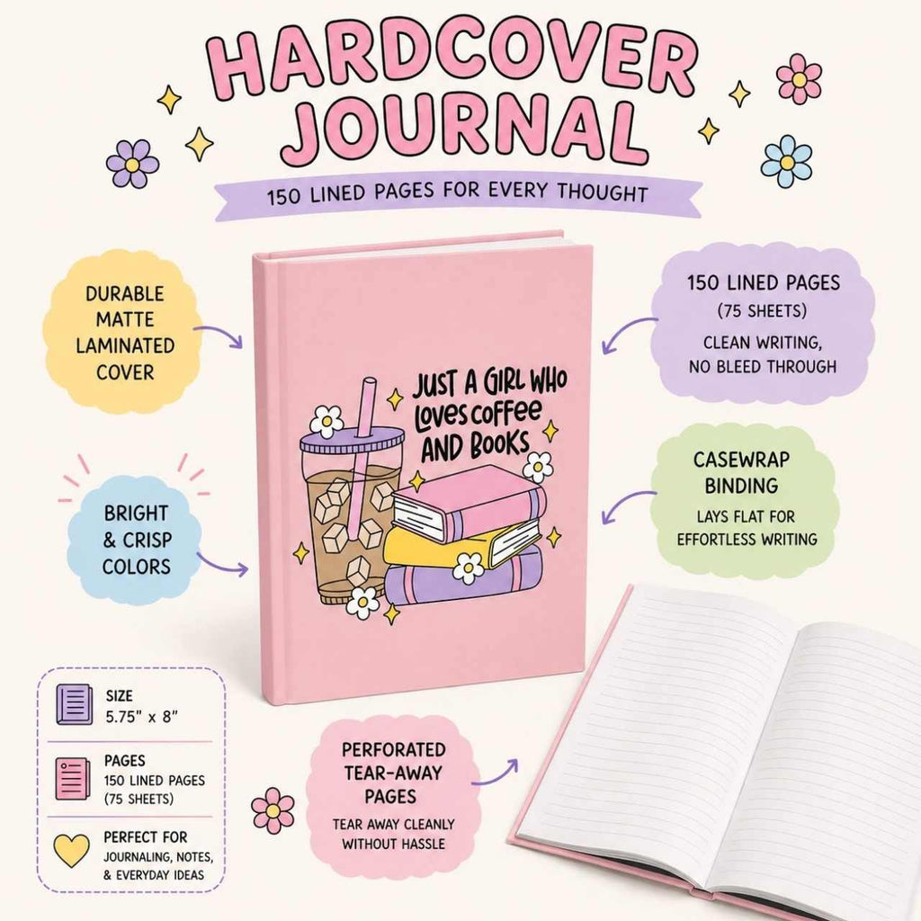 Just A Girl Who Loves Coffee & Books Journal – Hardcover Reading Journal | Gift for Book Lovers