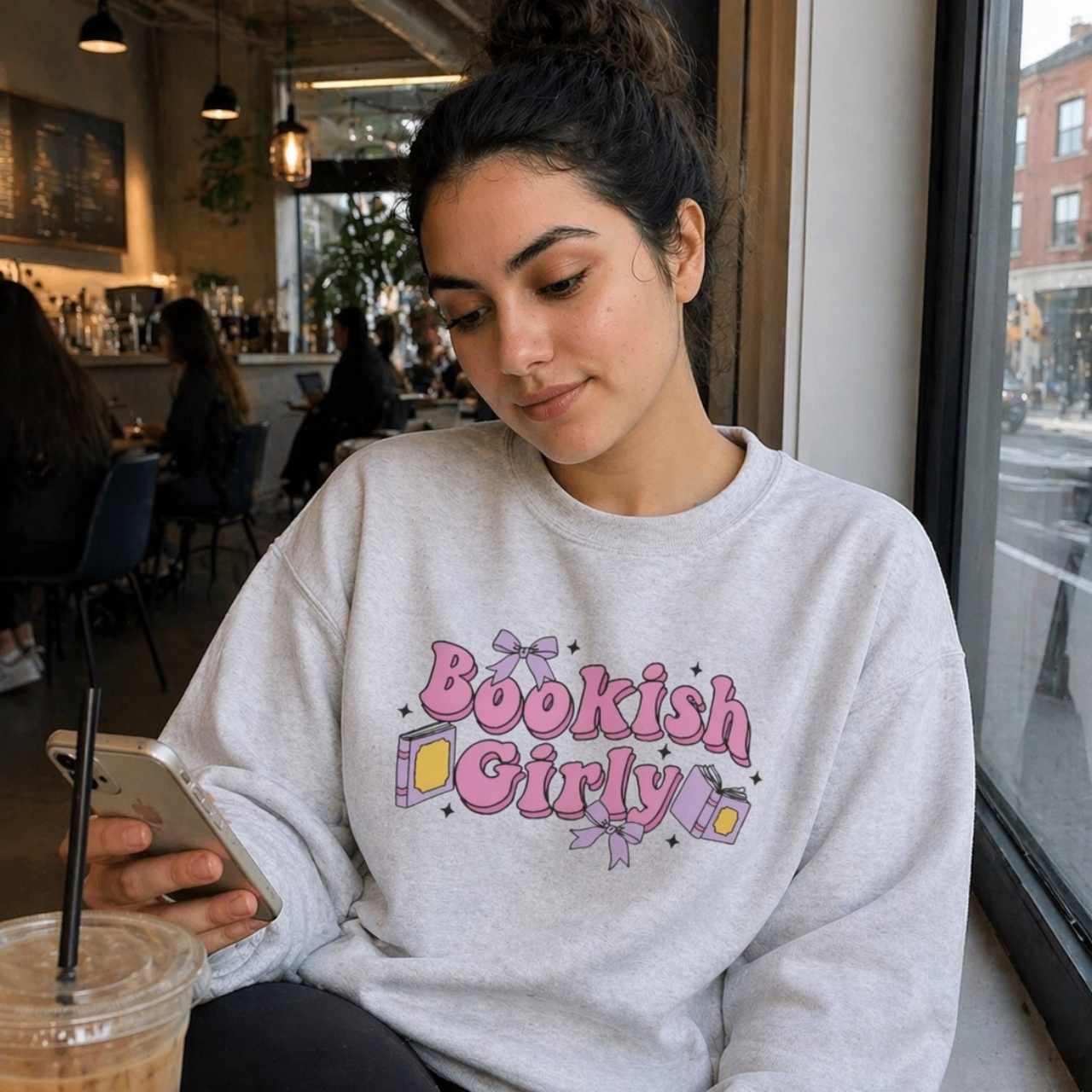 Bookish Girly Bow Sweatshirt – Bookish Crewneck for Readers | Gift for Book Lovers