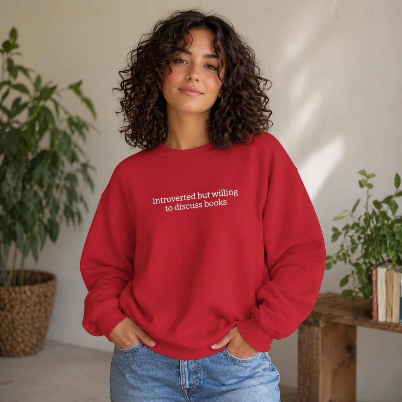 Introverted But Willing To Discuss Books Sweatshirt – Bookish Crewneck for Readers | Gift for Book Lovers