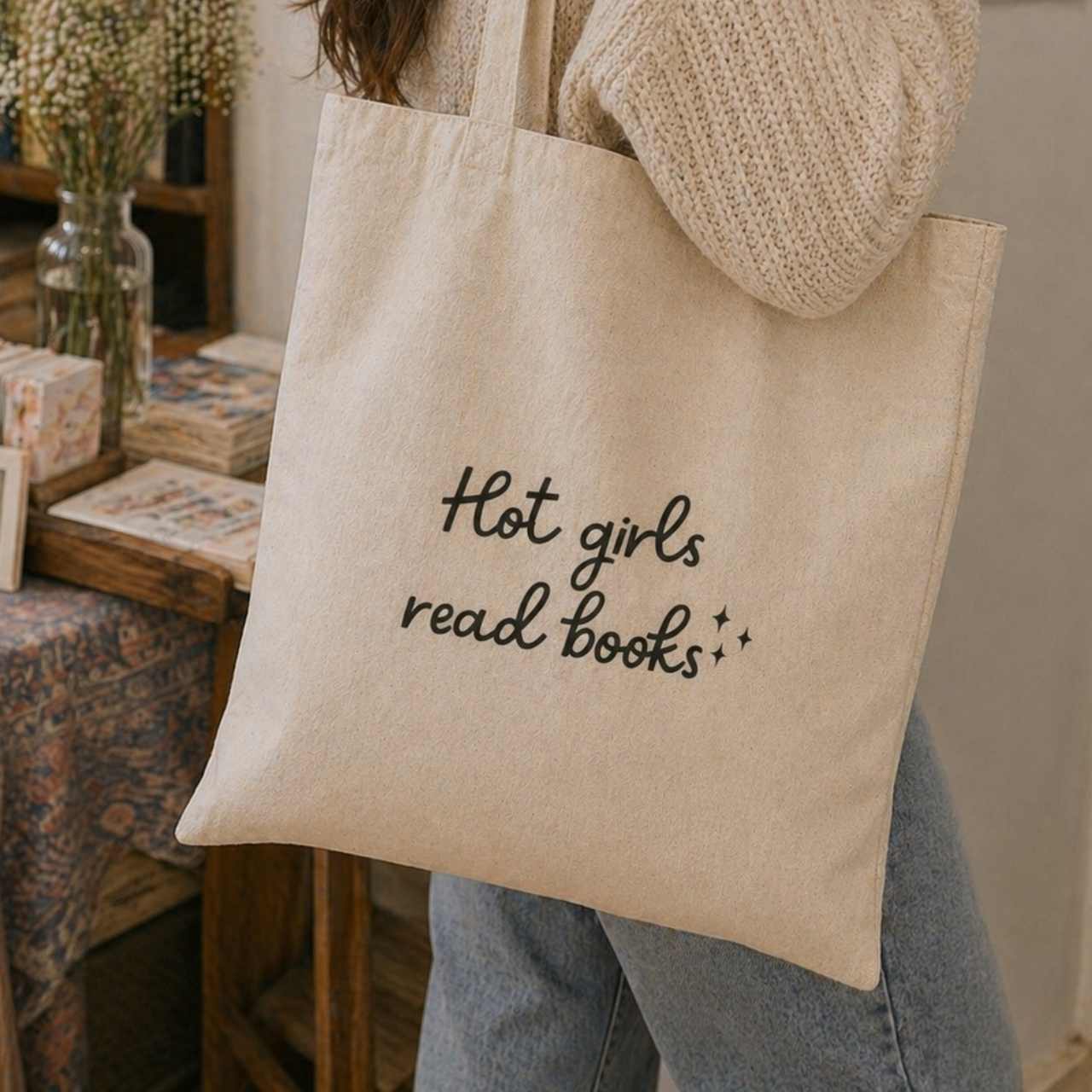 Hot Girls Read Books Tote Bag – Book Lover Canvas Tote | Gift for Readers