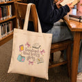 Booked & Busy Girly Tote Bag – Book Lover Canvas Tote | Gift for Readers