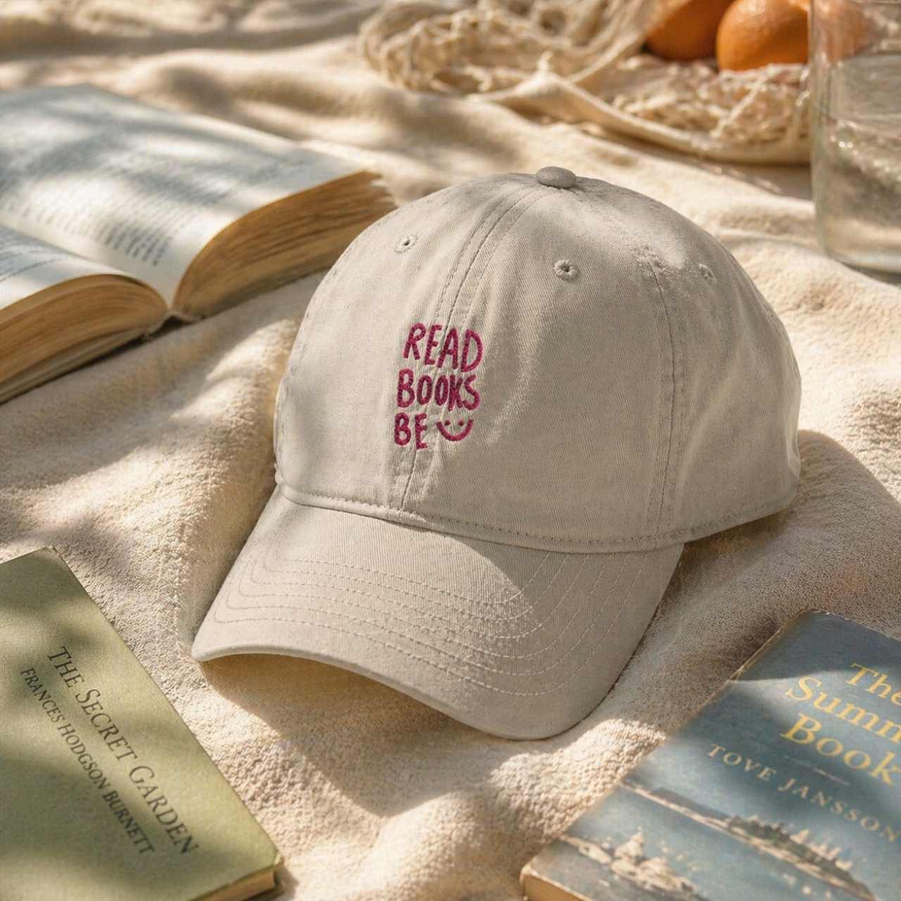 Read Books Be Happy Cap – Embroidered Bookish Baseball Hat | Gift for Readers
