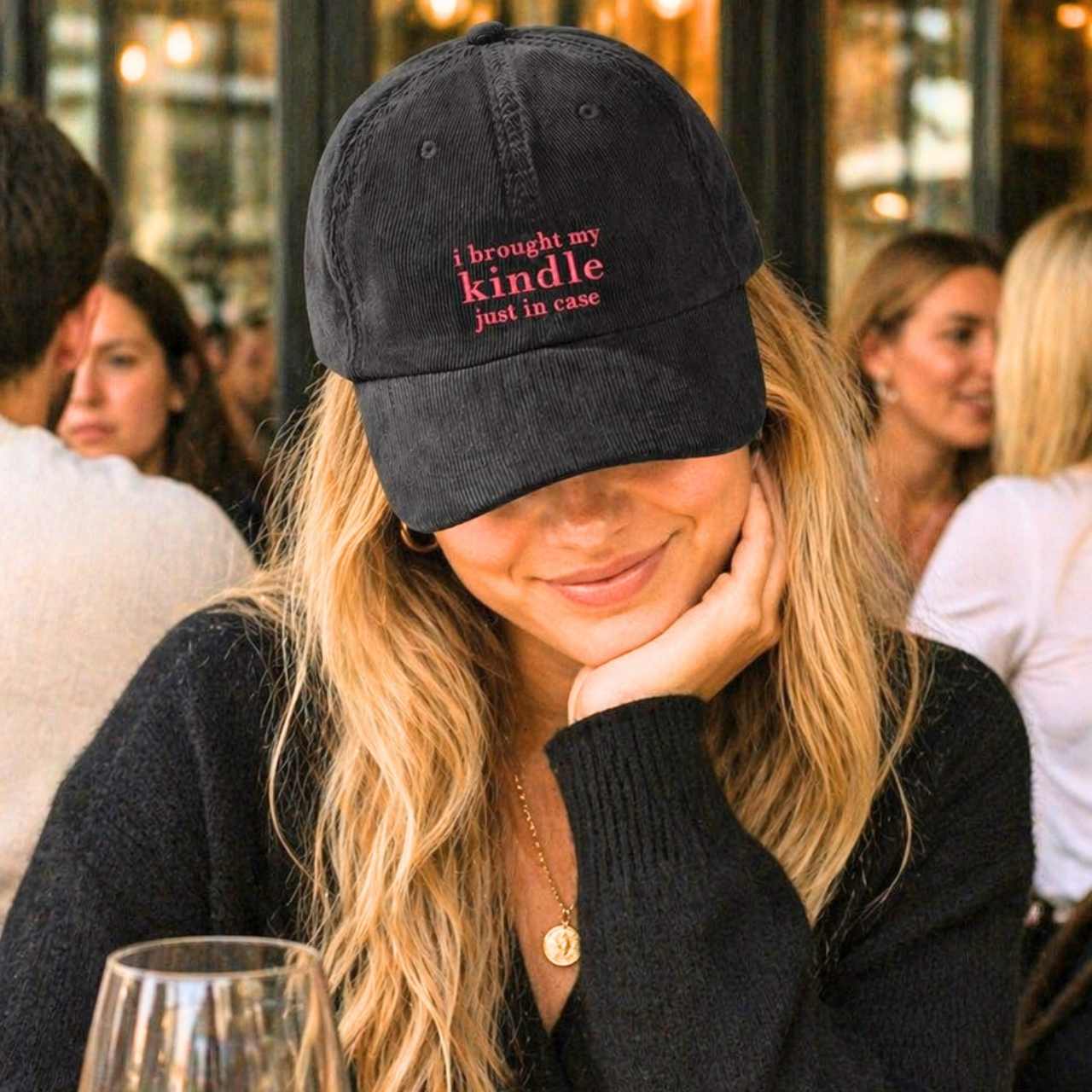 I Brought My Kindle Just In Case Corduroy Cap – Embroidered Hat | Gift for Readers