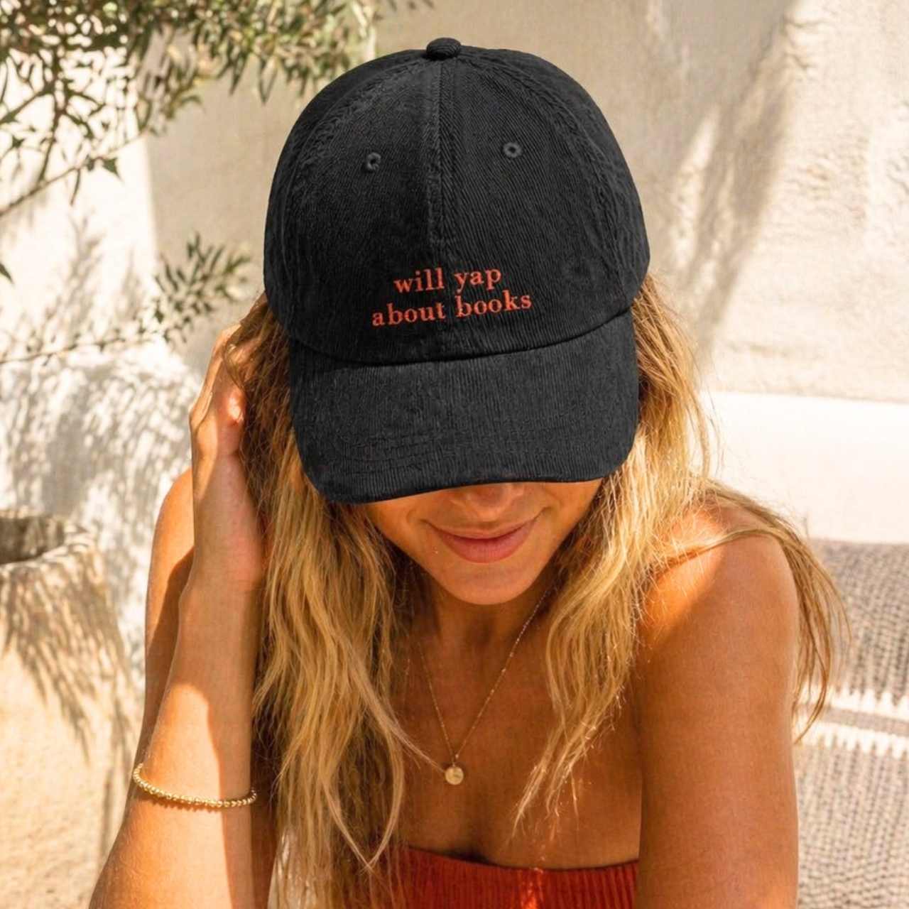 Will Yap About Books Corduroy Cap – Embroidered Bookish Hat | Gift for Readers
