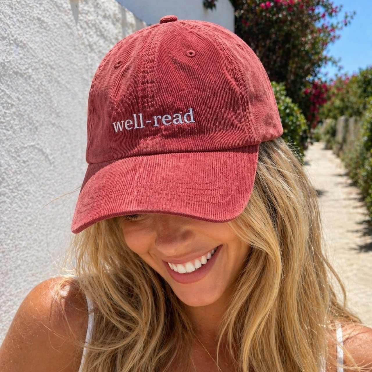 Well-Read Corduroy Cap – Vintage Embroidered Bookish Hat | Gift for Readers