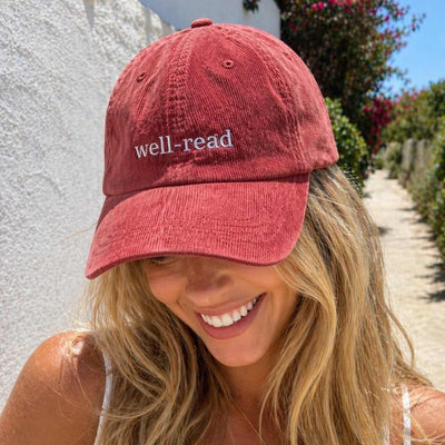 Well-Read Corduroy Cap – Vintage Embroidered Bookish Hat | Gift for Readers