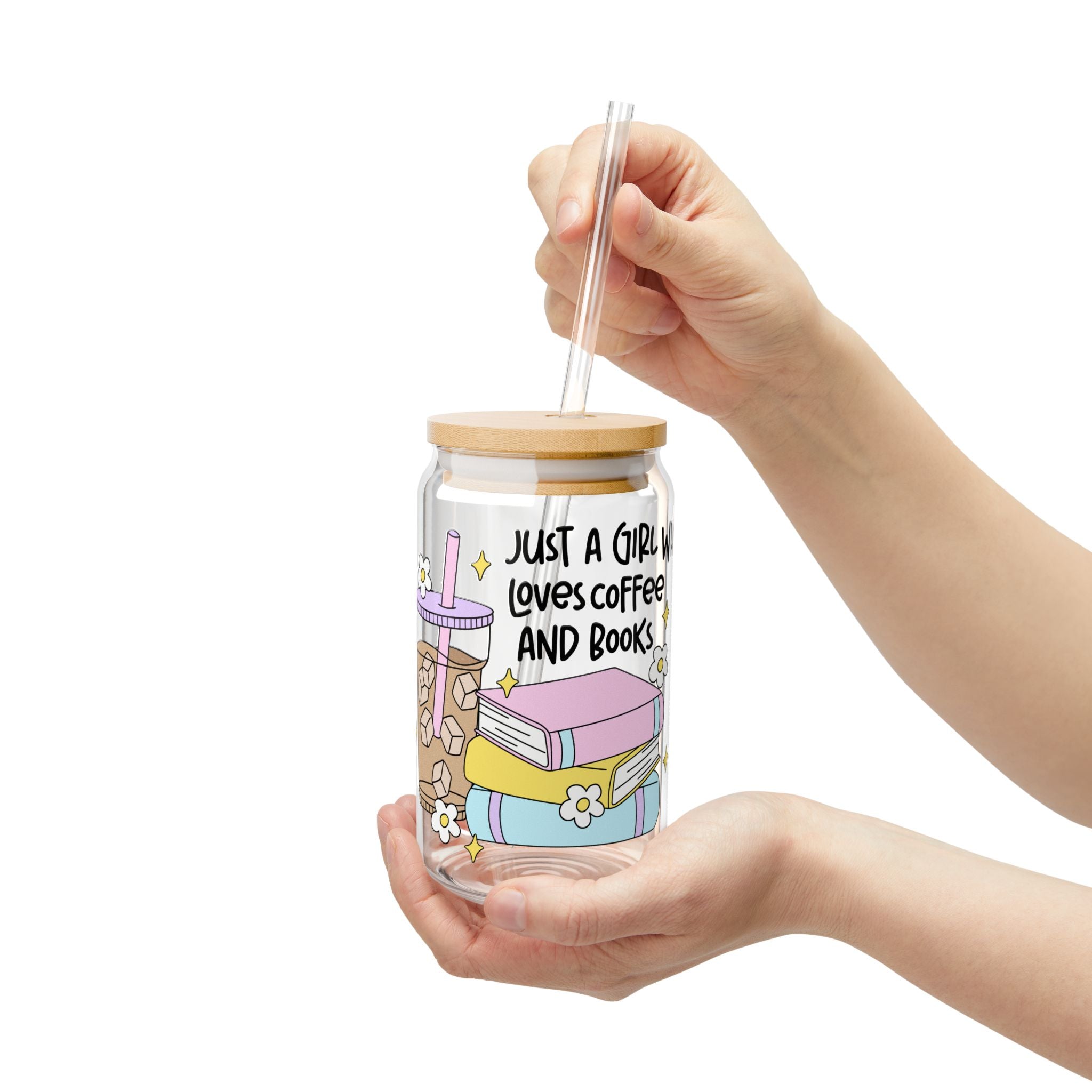 Just A Girl Who Loves Coffee & Books Glass Tumbler – Book Lover Sipper Glass | Gift for Readers