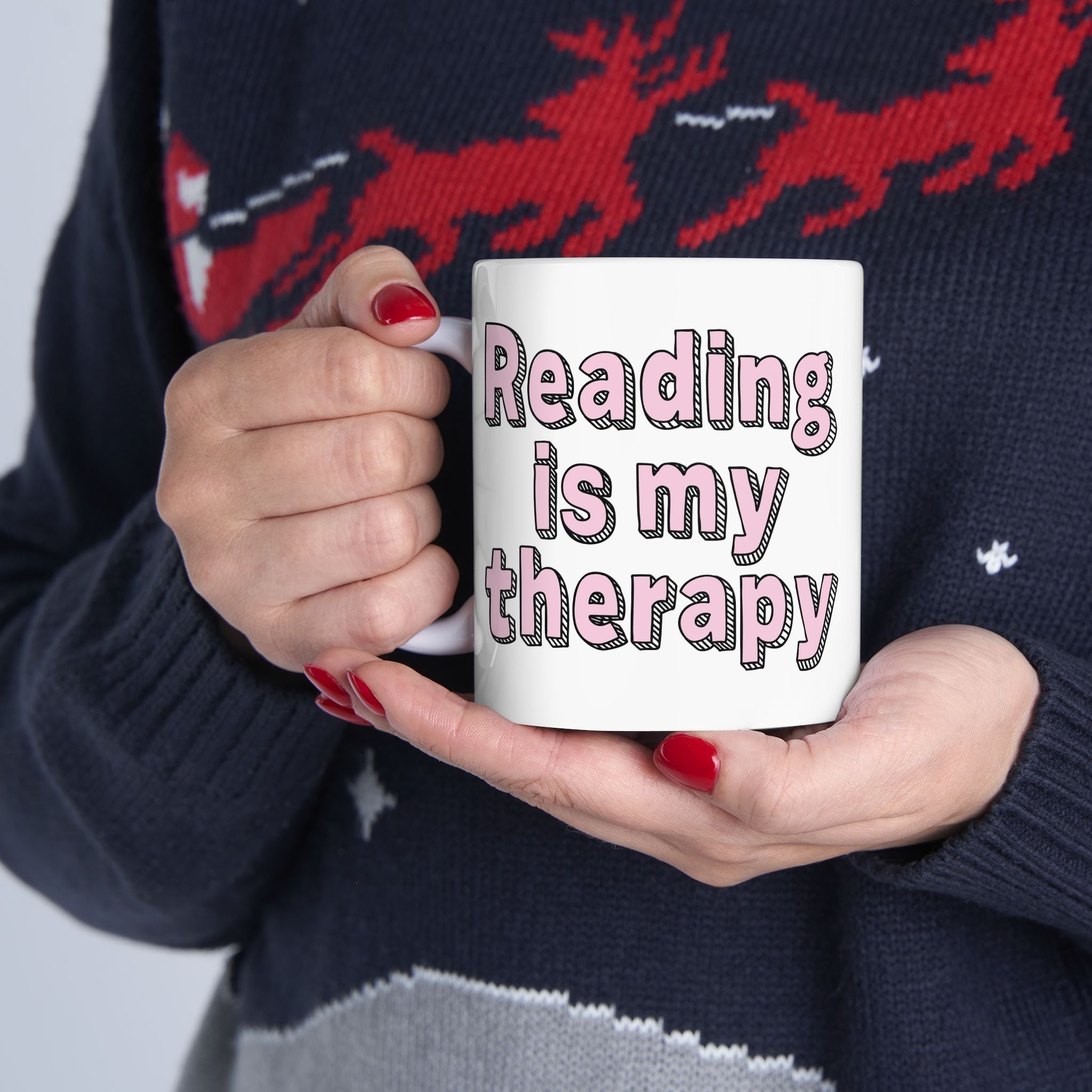 Reading Is My Therapy Mug – Book Lover Ceramic Mug | Gift for Readers