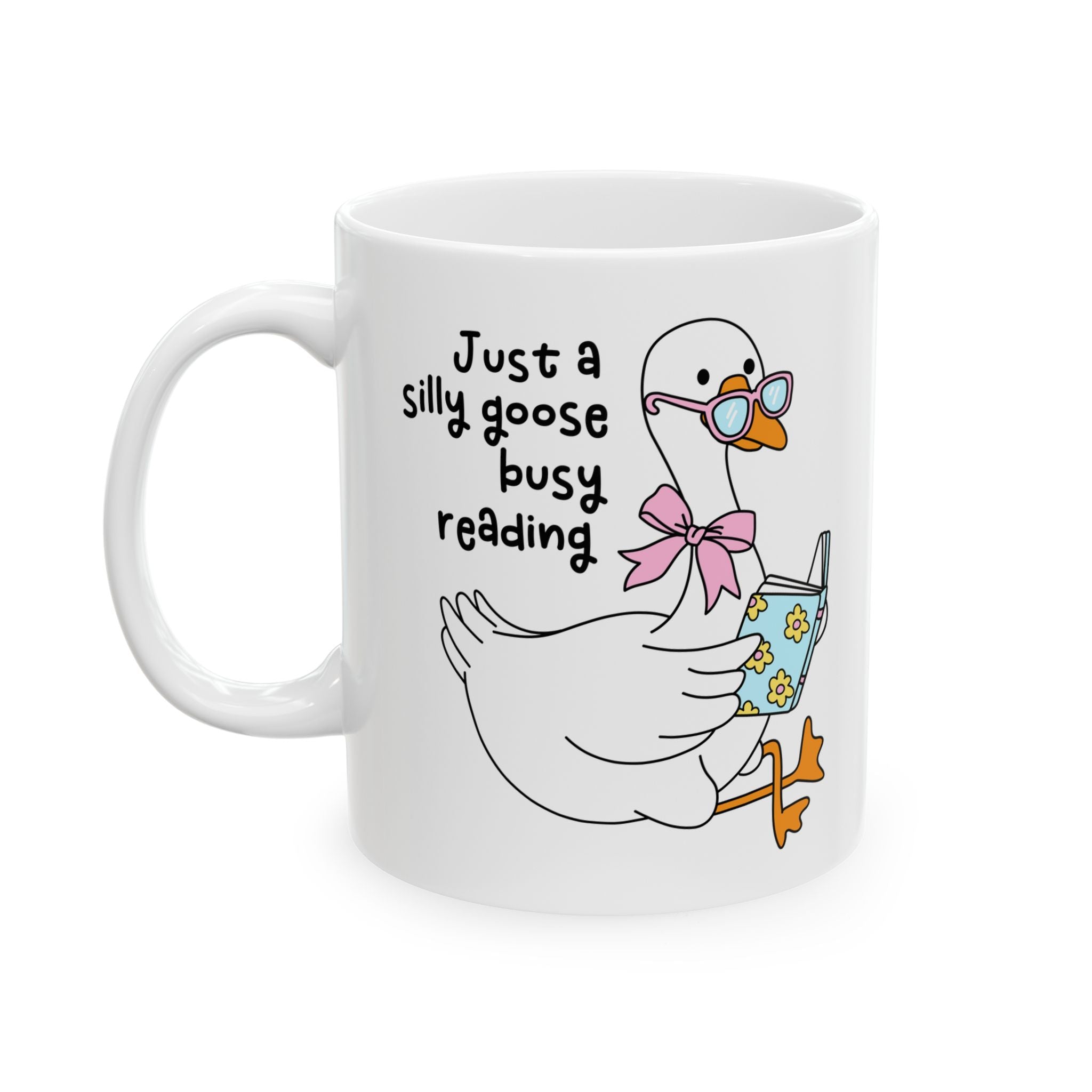 Just A Silly Goose Busy Reading Mug – Book Lover Ceramic Mug | Gift for Readers