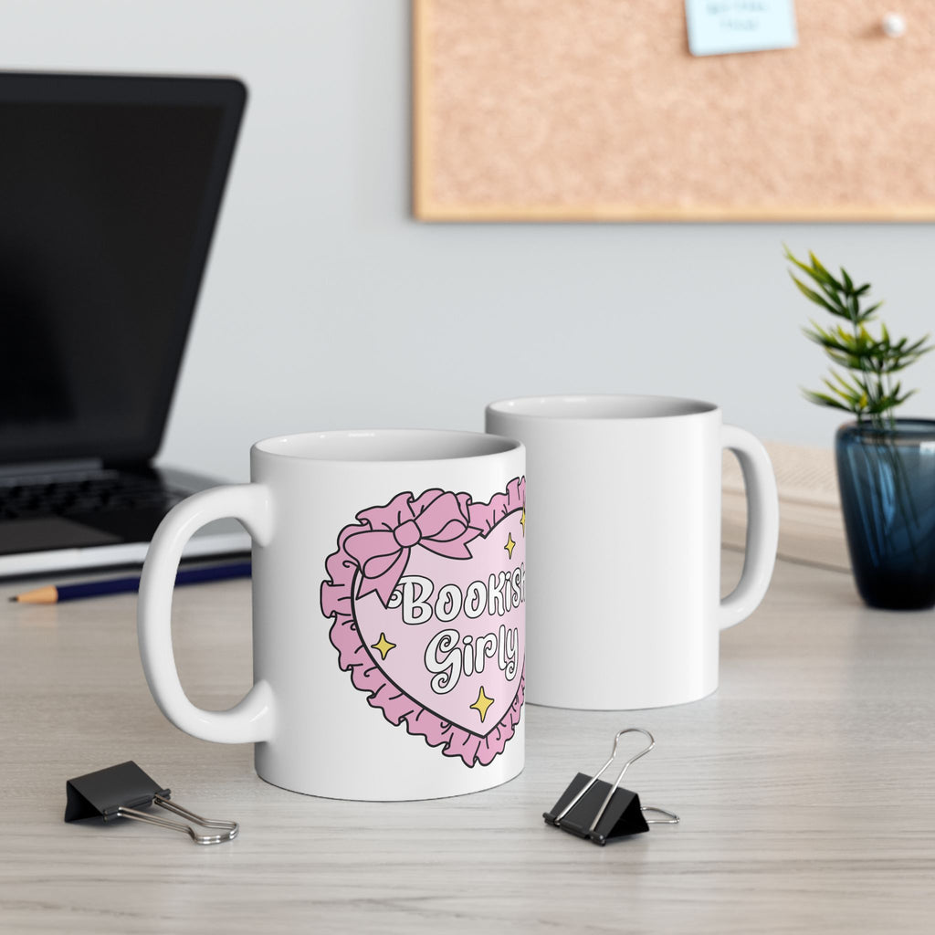 Bookish Girly Heart Mug – Book Lover Ceramic Mug | Gift for Readers
