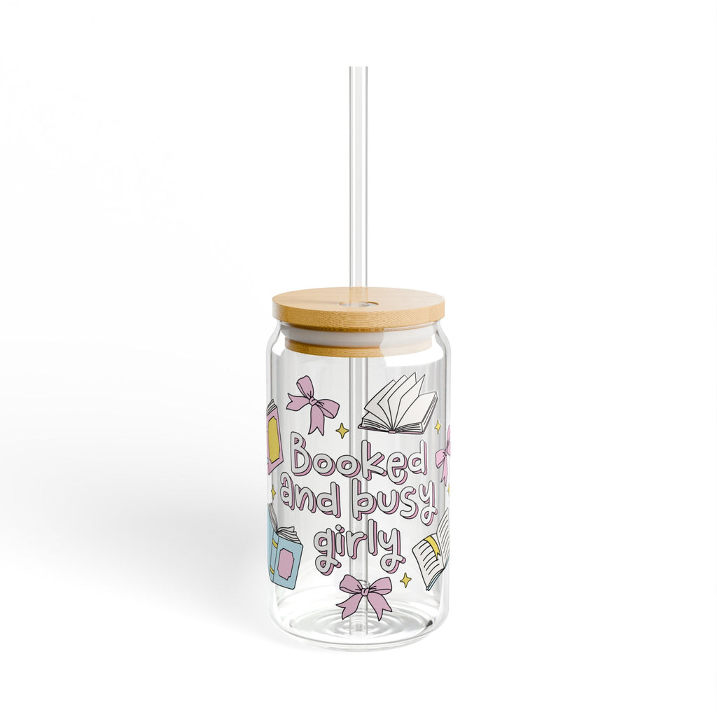 Booked & Busy Glass Tumbler – Book Lover Sipper Glass | Gift for Readers
