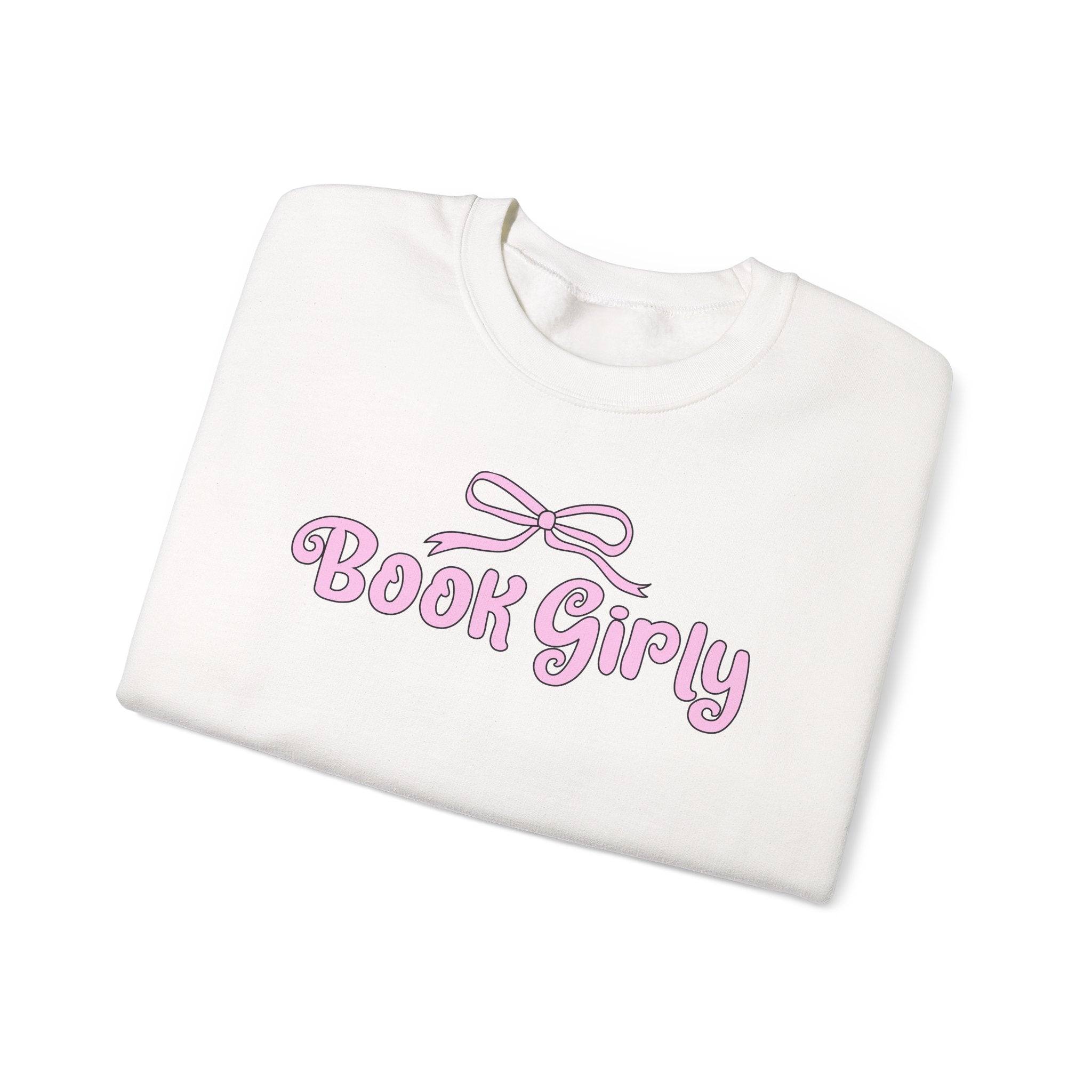 Book Girly With A Bow Sweatshirt – Bookish Crewneck for Readers | Gift for Book Lovers
