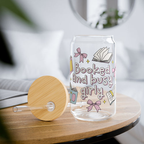 Booked & Busy Glass Tumbler – Book Lover Sipper Glass | Gift for Readers