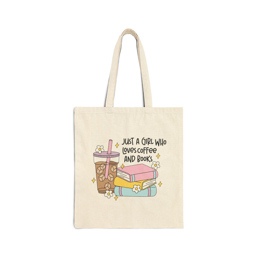 Just A Girl Who Loves Coffee & Books Tote Bag – Book Lover Canvas Tote | Gift for Readers