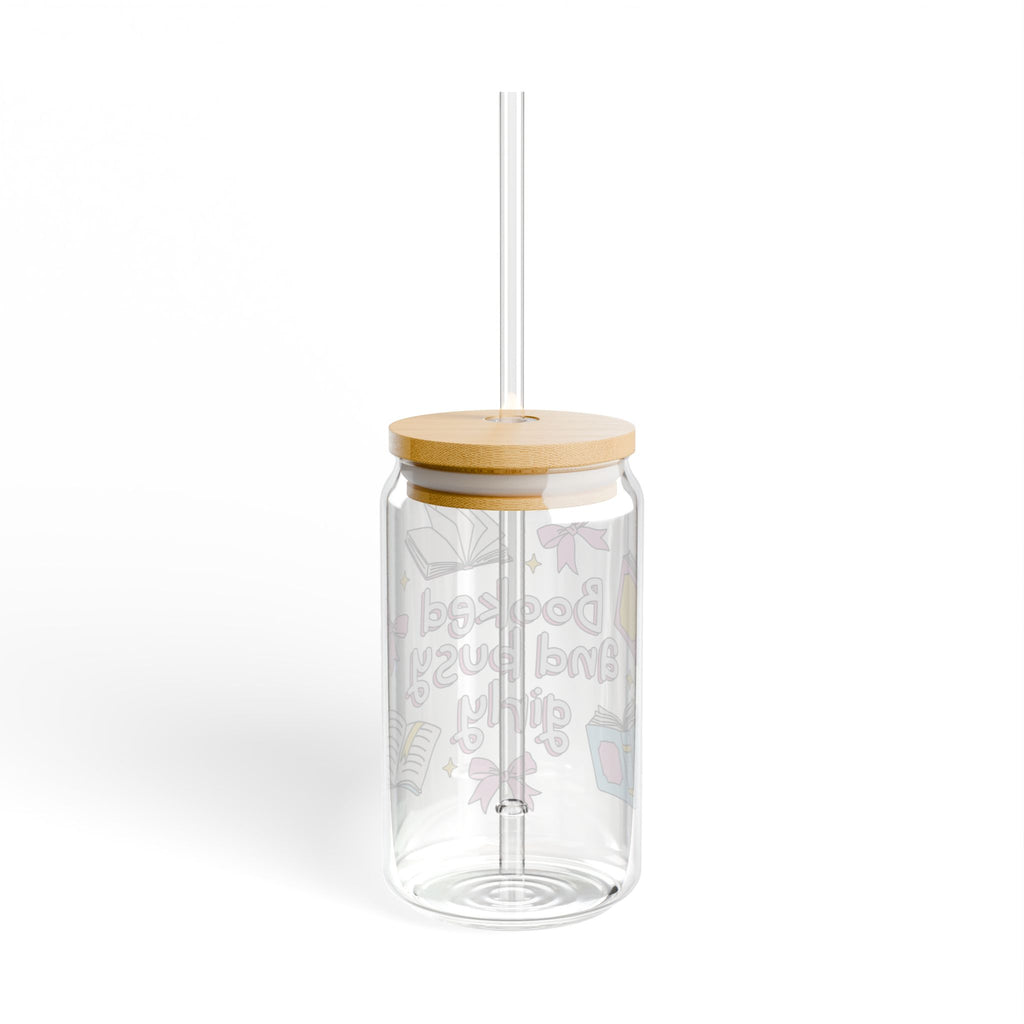 Booked & Busy Glass Tumbler – Book Lover Sipper Glass | Gift for Readers