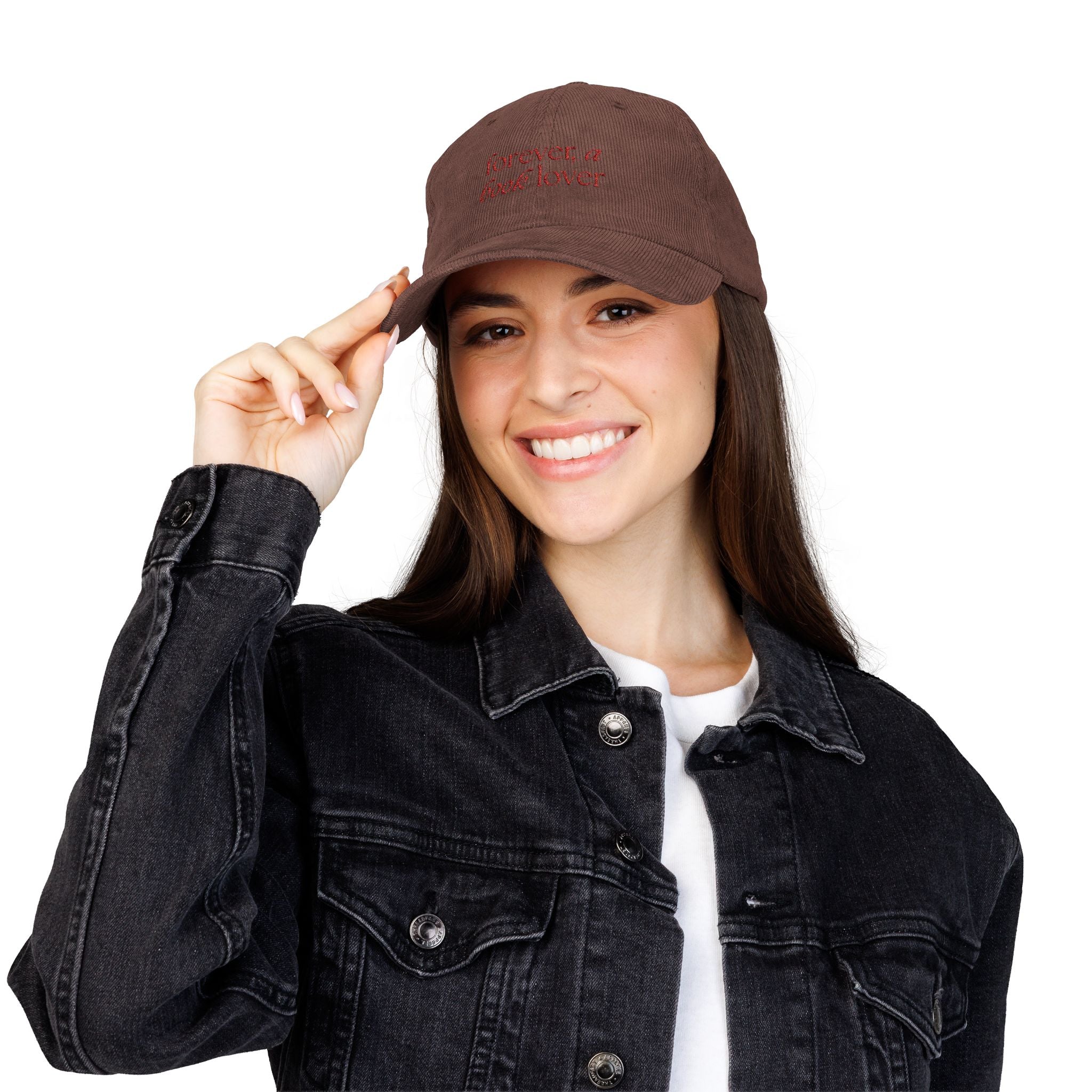 Forever A Book Lover Corduroy Cap – Vintage Embroidered Hat | Gift for Readers