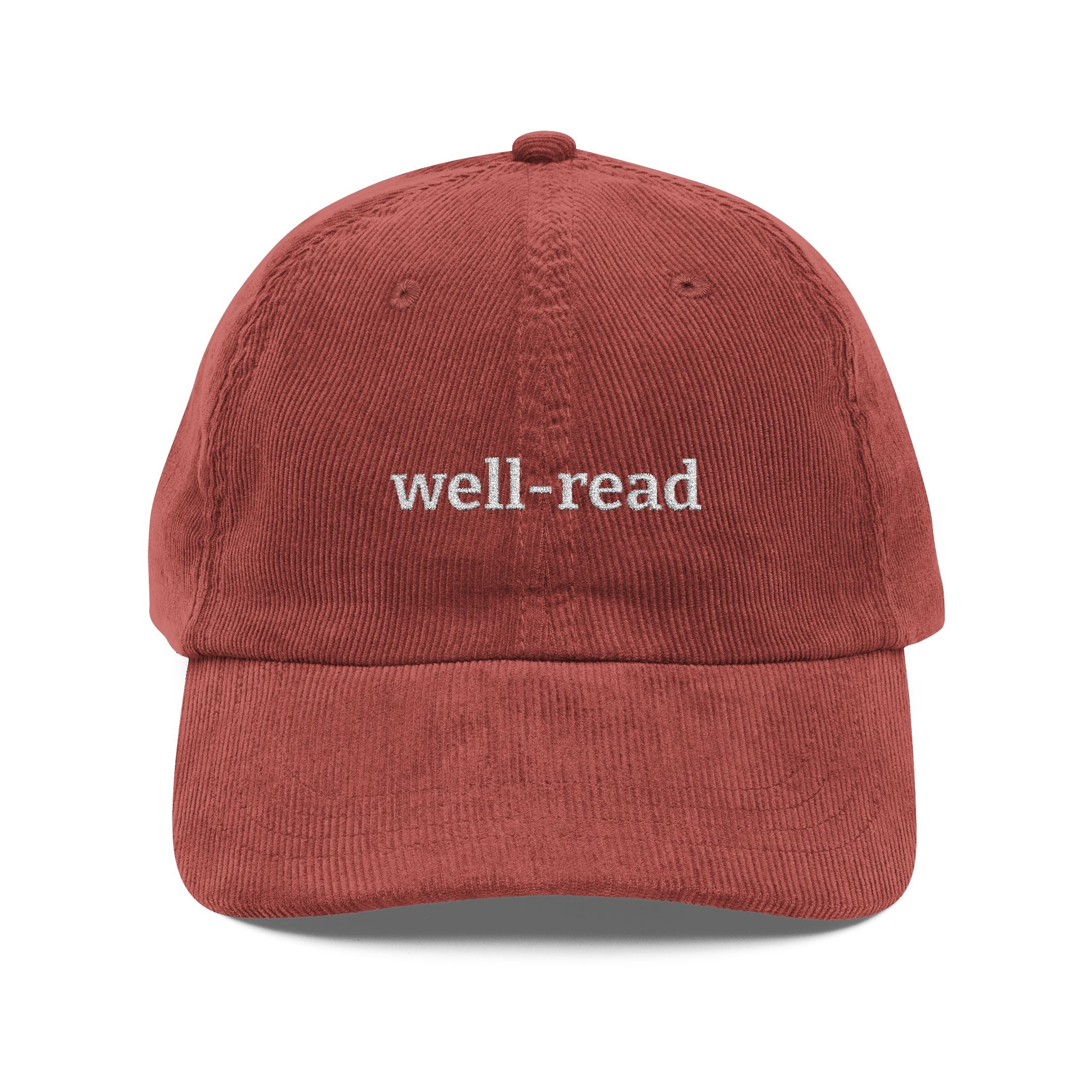 Well-Read Corduroy Cap – Vintage Embroidered Bookish Hat | Gift for Readers