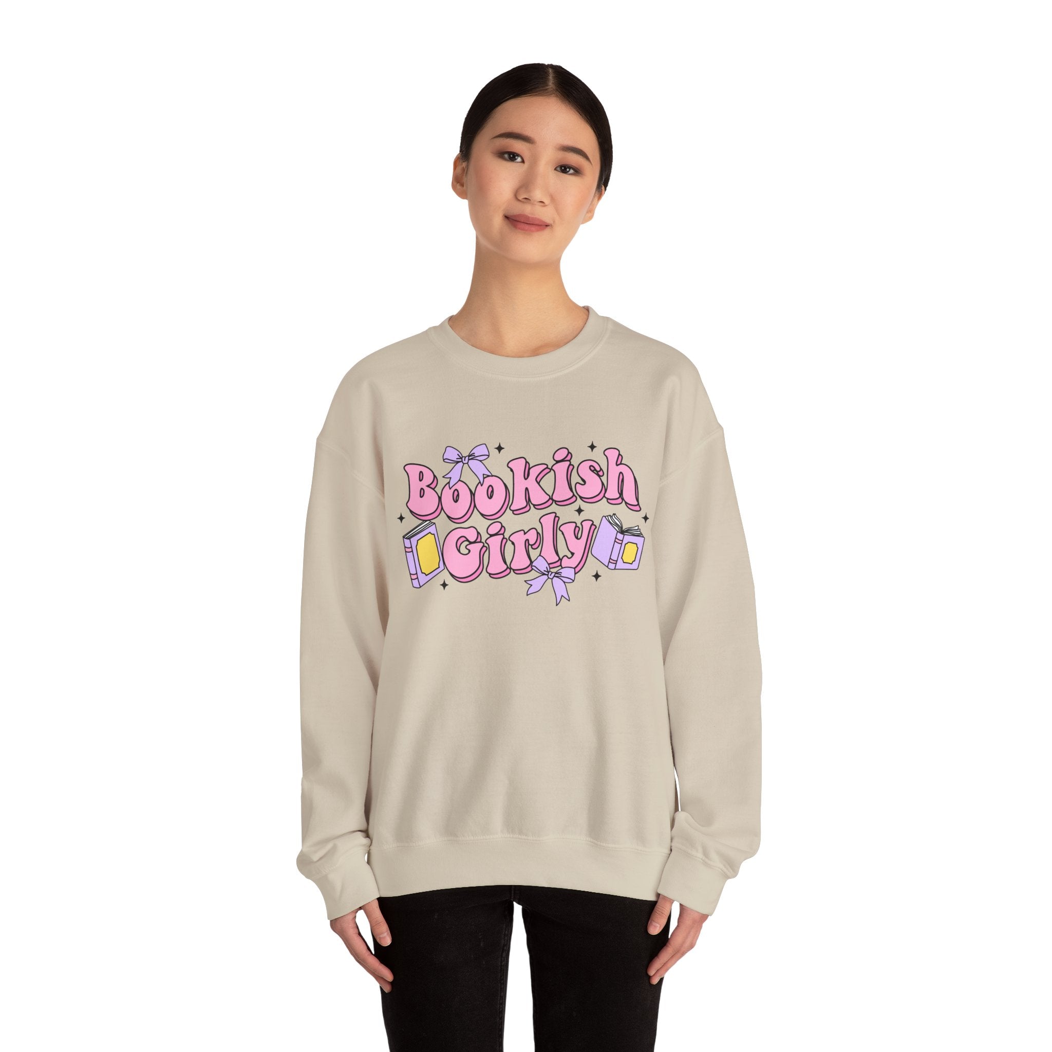 Bookish Girly Bow Sweatshirt – Bookish Crewneck for Readers | Gift for Book Lovers