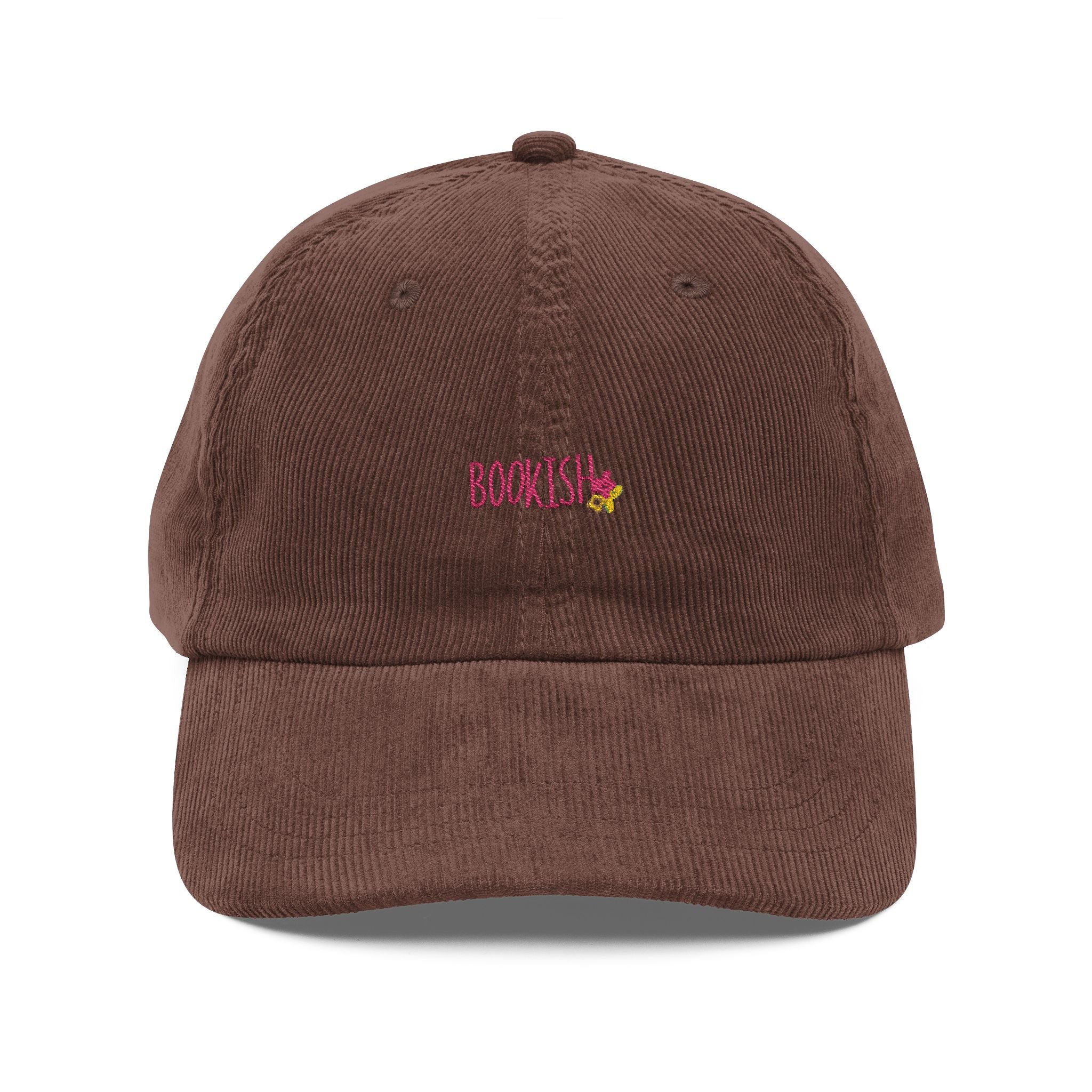 Bookish Floral Corduroy Cap – Vintage Embroidered Hat | Gift for Book Lovers