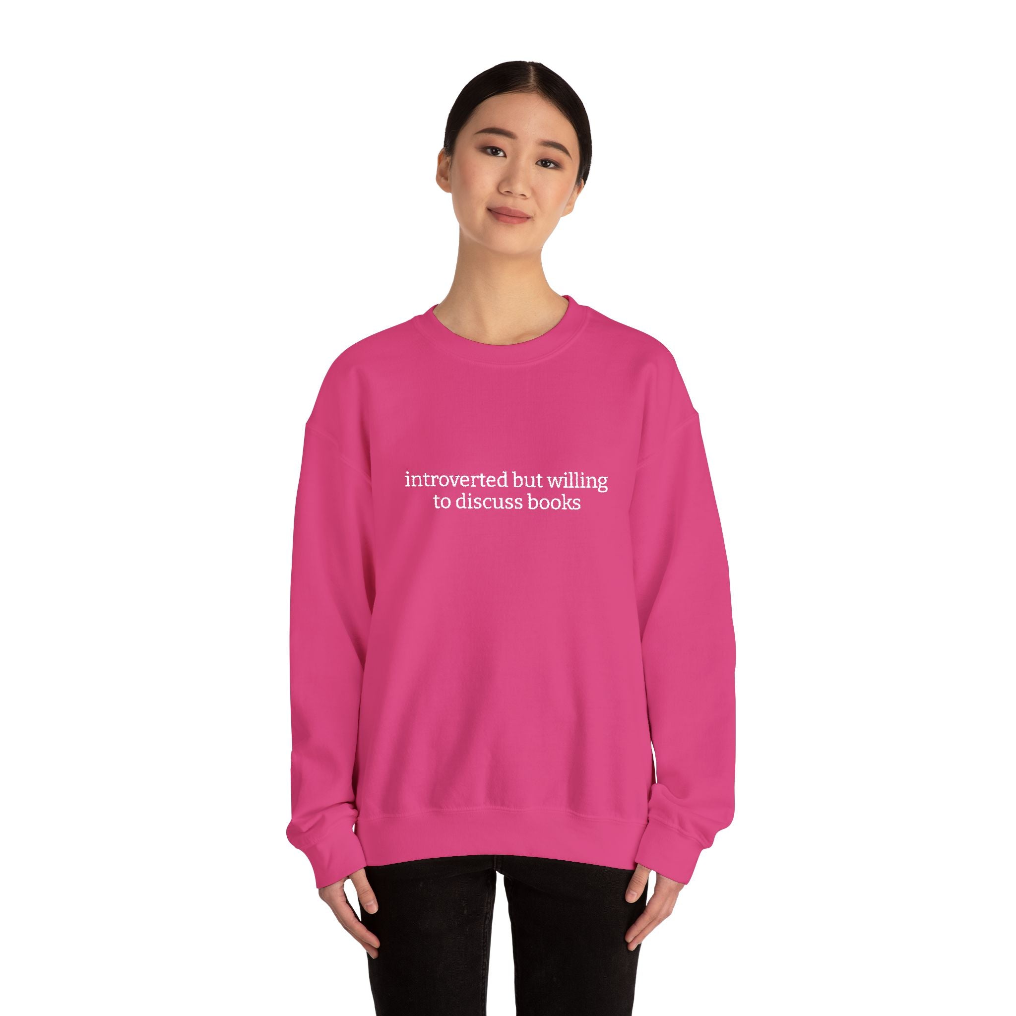 Introverted But Willing To Discuss Books Sweatshirt – Bookish Crewneck for Readers | Gift for Book Lovers