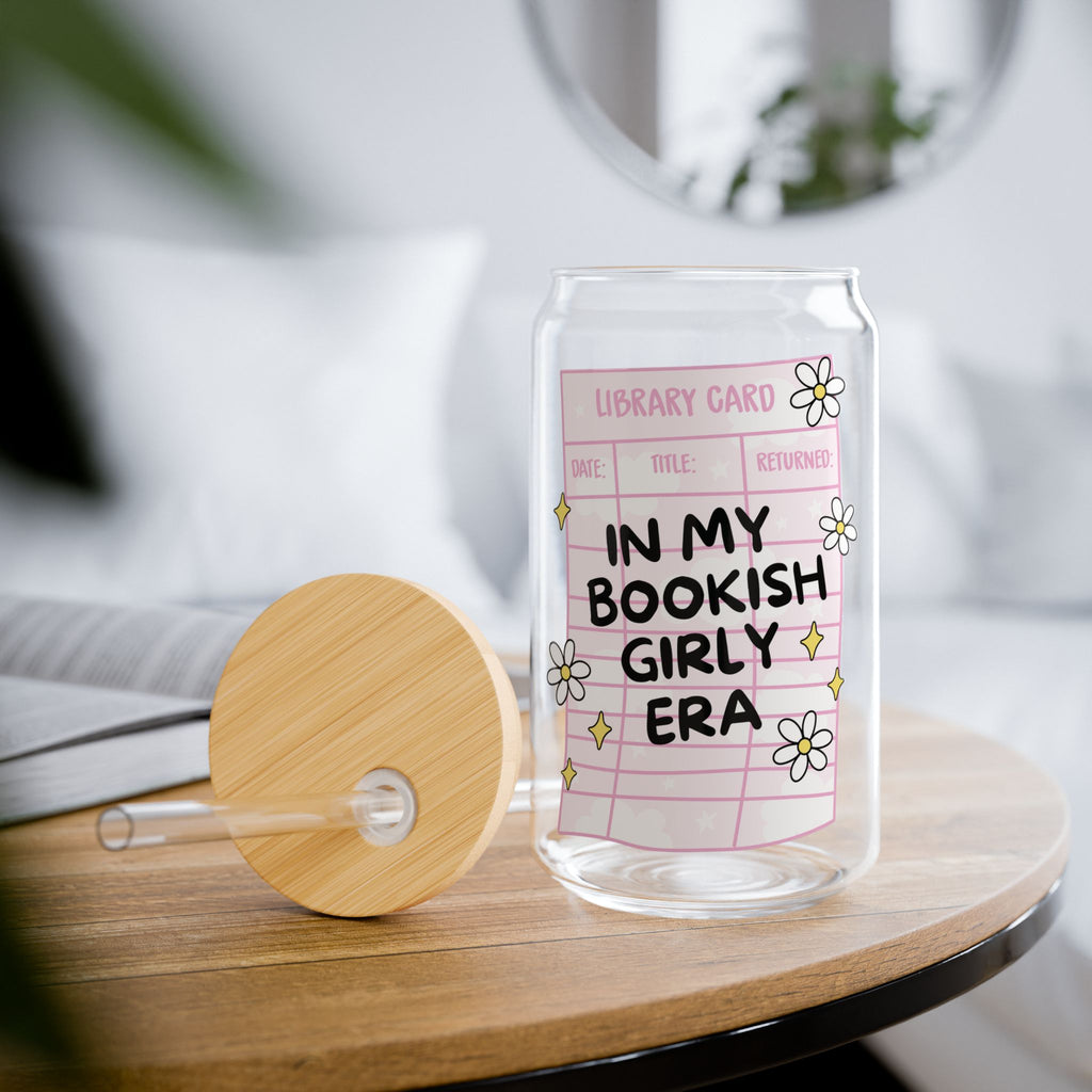 In My Bookish Girl Era Floral Glass Tumbler – Book Lover Sipper Glass | Gift for Readers