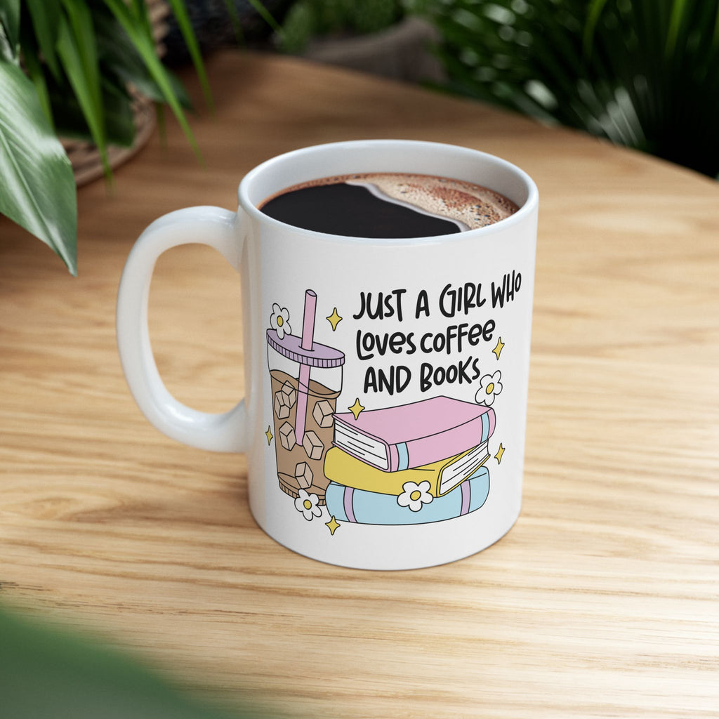 Just A Girl Who Loves Coffee & Books Mug – Book Lover Ceramic Mug | Gift for Readers