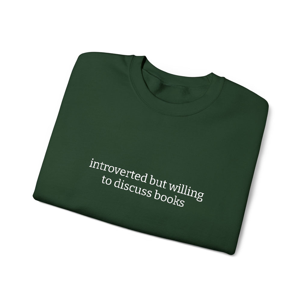 Introverted But Willing To Discuss Books Sweatshirt – Bookish Crewneck for Readers | Gift for Book Lovers