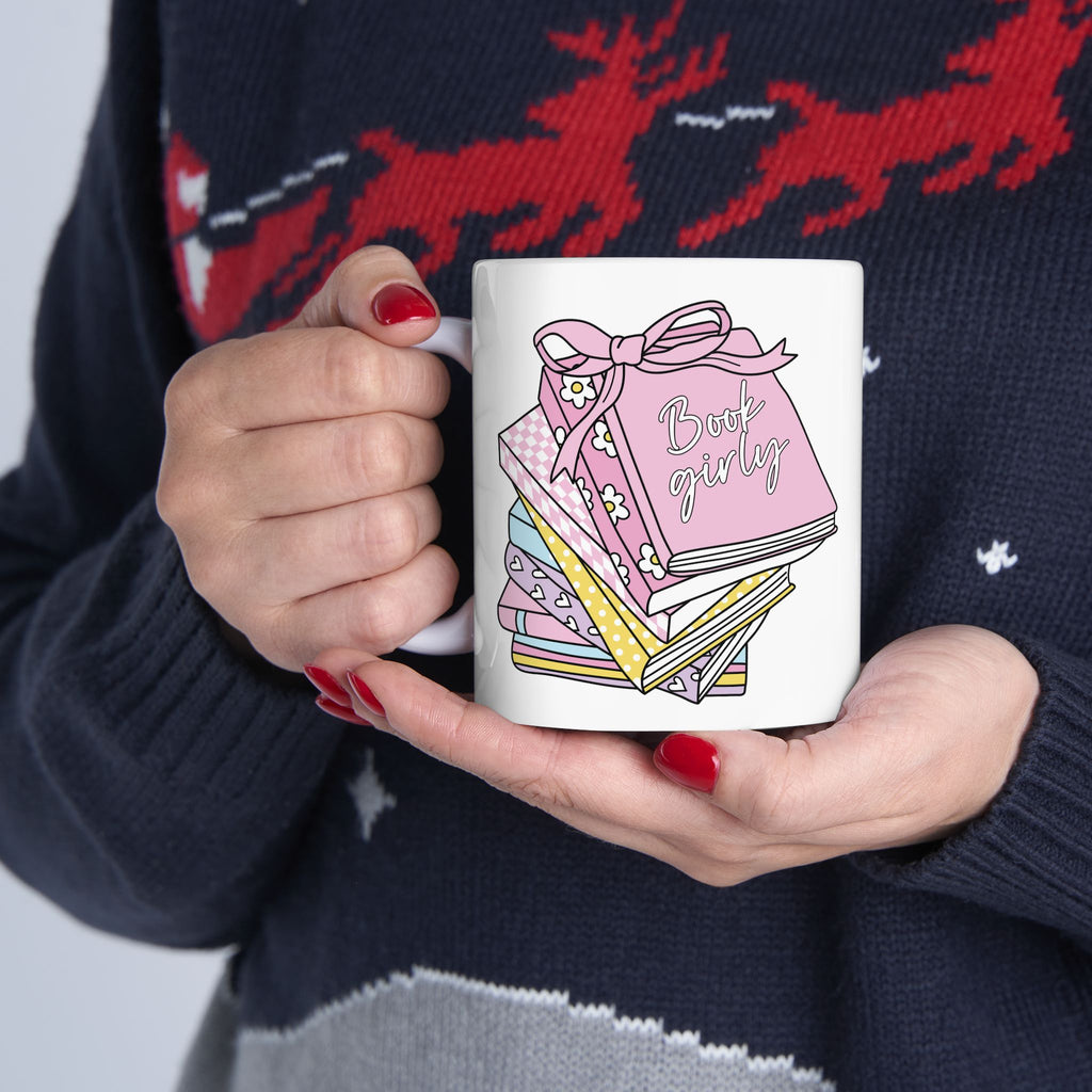 Book Girly Stack Mug – Book Lover Ceramic Mug | Gift for Readers