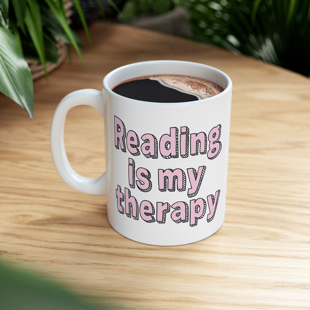 Reading Is My Therapy Mug – Book Lover Ceramic Mug | Gift for Readers