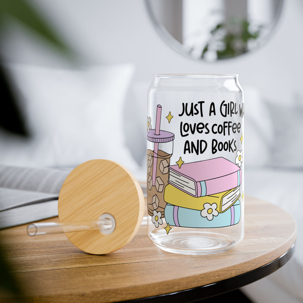 Just A Girl Who Loves Coffee & Books Glass Tumbler – Book Lover Sipper Glass | Gift for Readers
