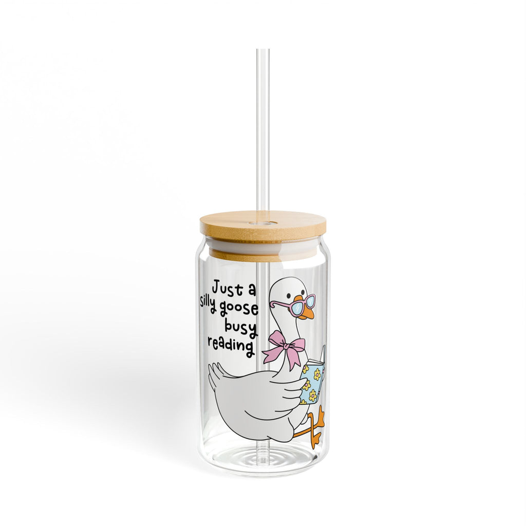Just A Silly Goose Busy Reading Glass Tumbler – Book Lover Sipper Glass | Gift for Readers