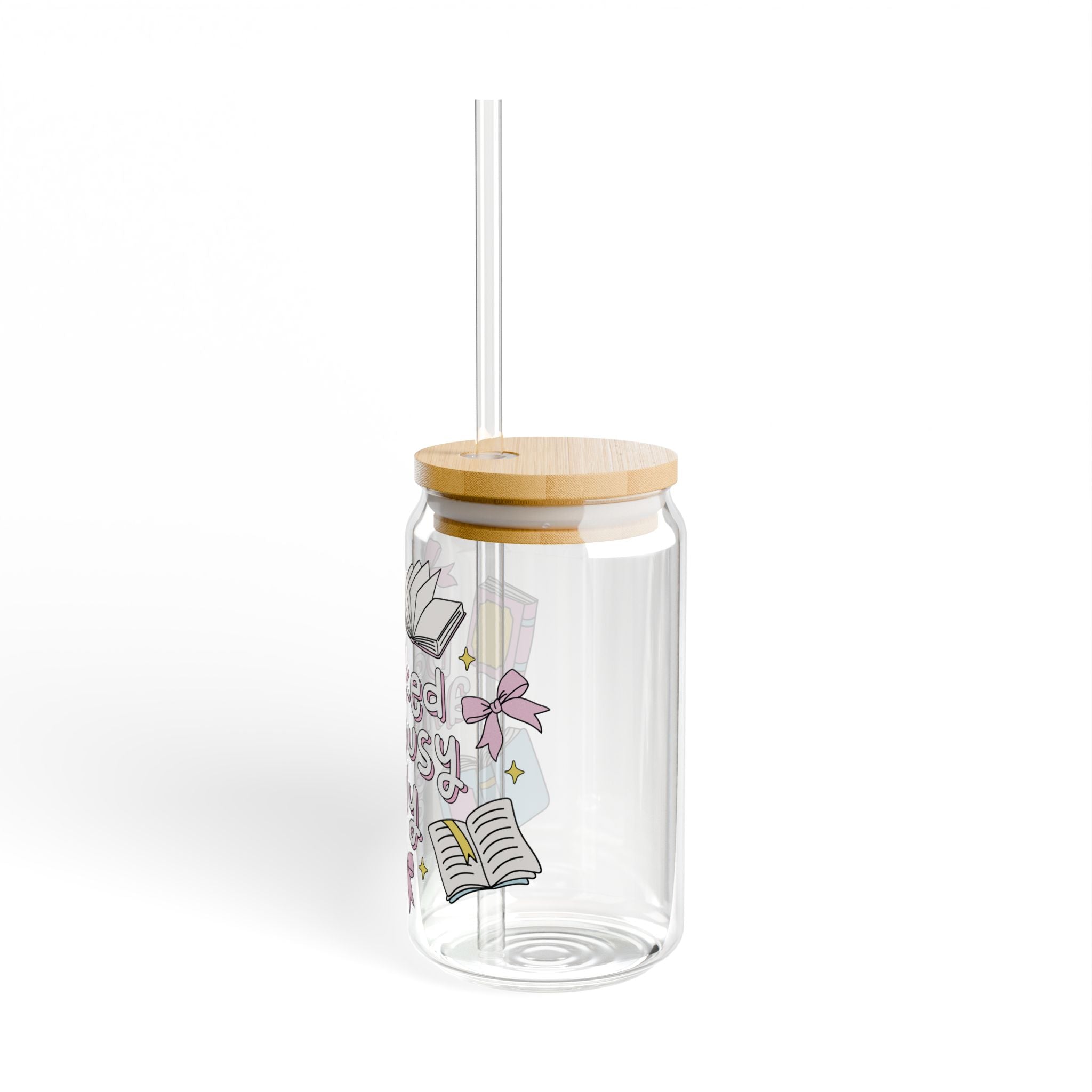 Booked & Busy Glass Tumbler – Book Lover Sipper Glass | Gift for Readers