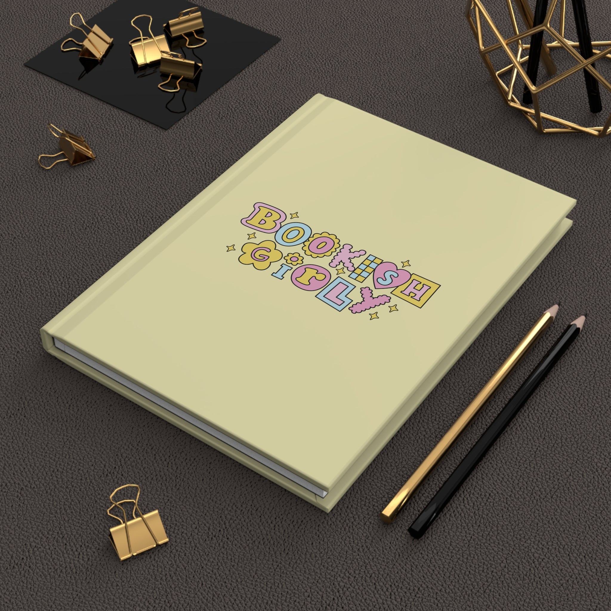 Bookish Girly Yellow Journal – Hardcover Reading Journal | Gift for Book Lovers
