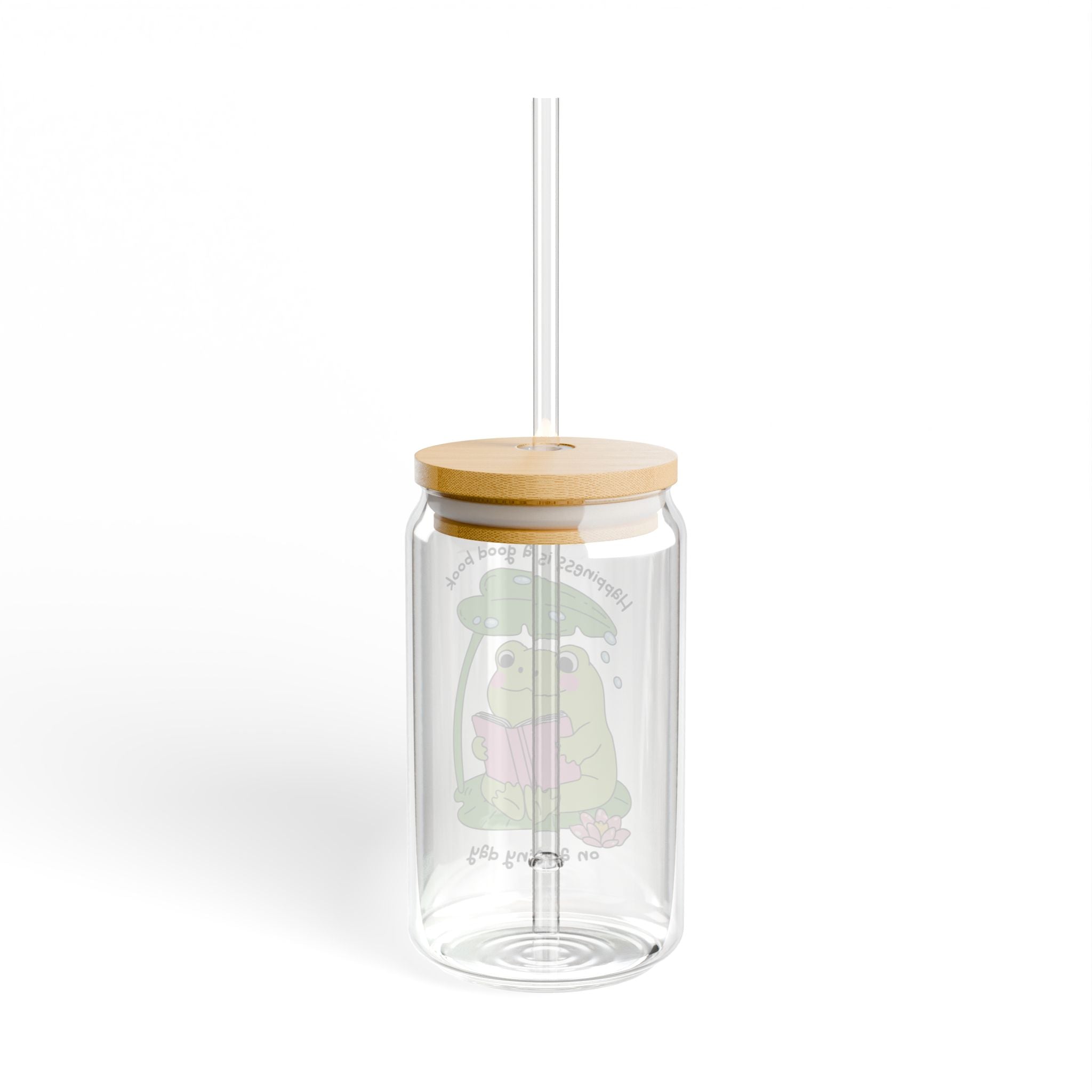 Happiness Is A Good Book On A Rainy Day Frog Glass Tumbler – Book Lover Sipper Glass | Gift for Readers