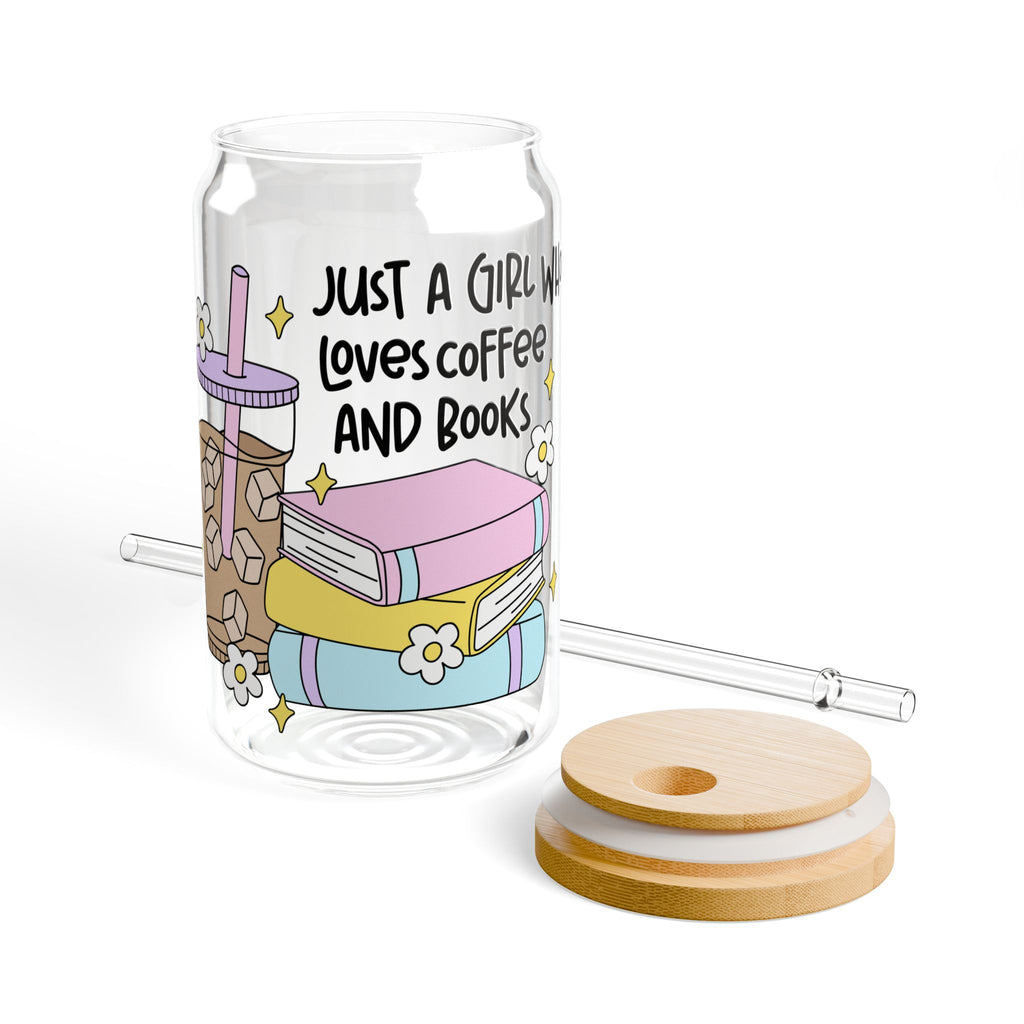 Just A Girl Who Loves Coffee & Books Glass Tumbler – Book Lover Sipper Glass | Gift for Readers