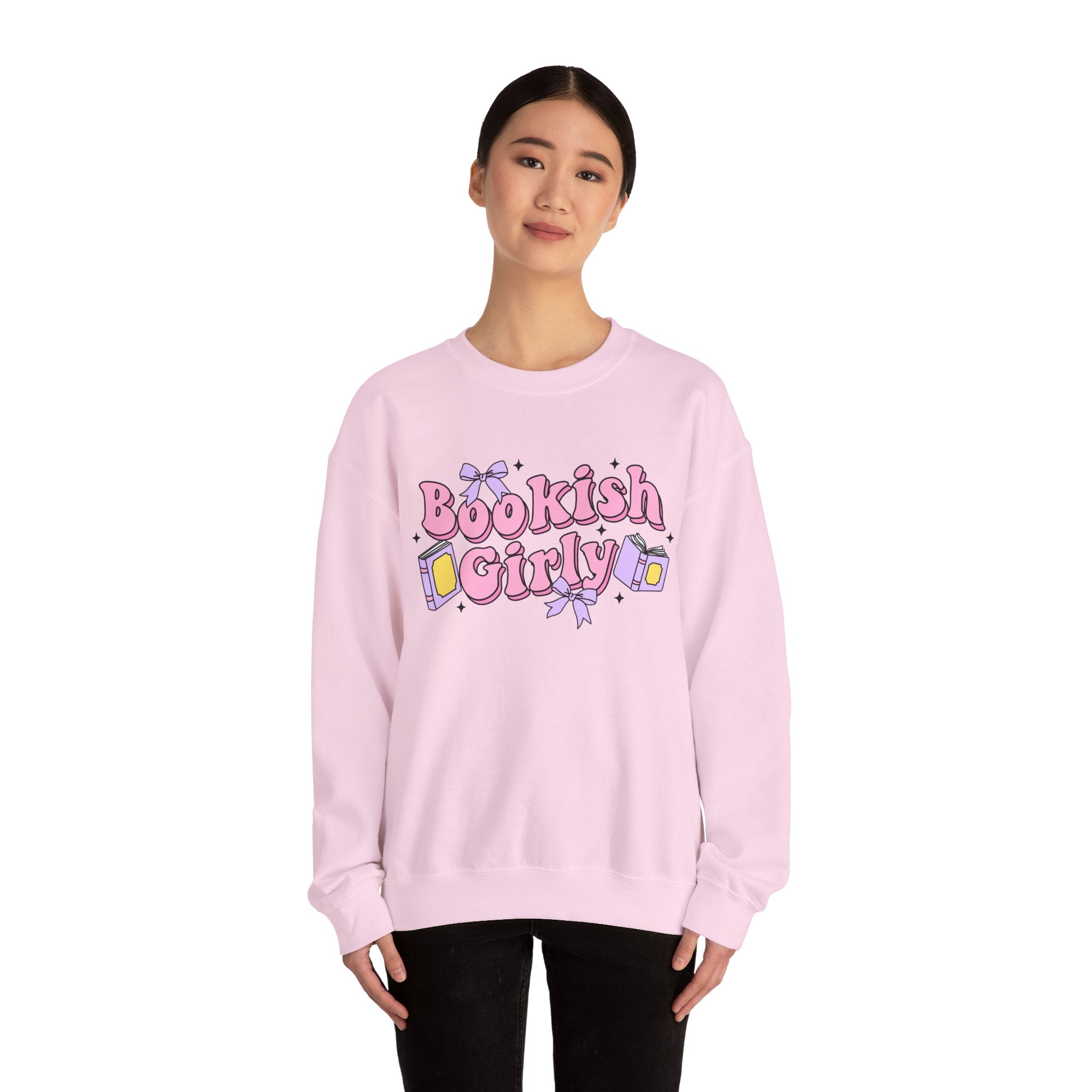 Bookish Girly Bow Sweatshirt – Bookish Crewneck for Readers | Gift for Book Lovers