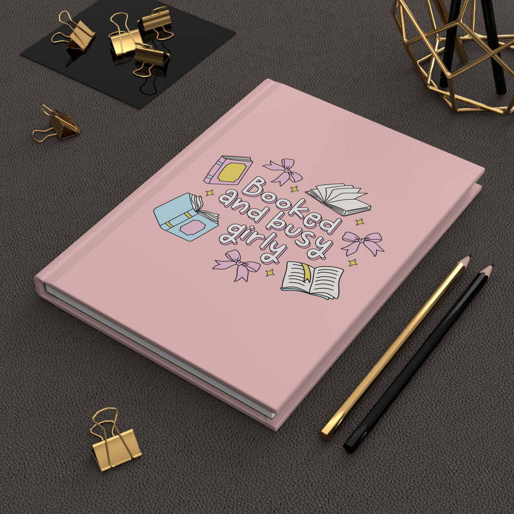 Booked & Busy Girl Pink Journal – Hardcover Reading Journal | Gift for Book Lovers
