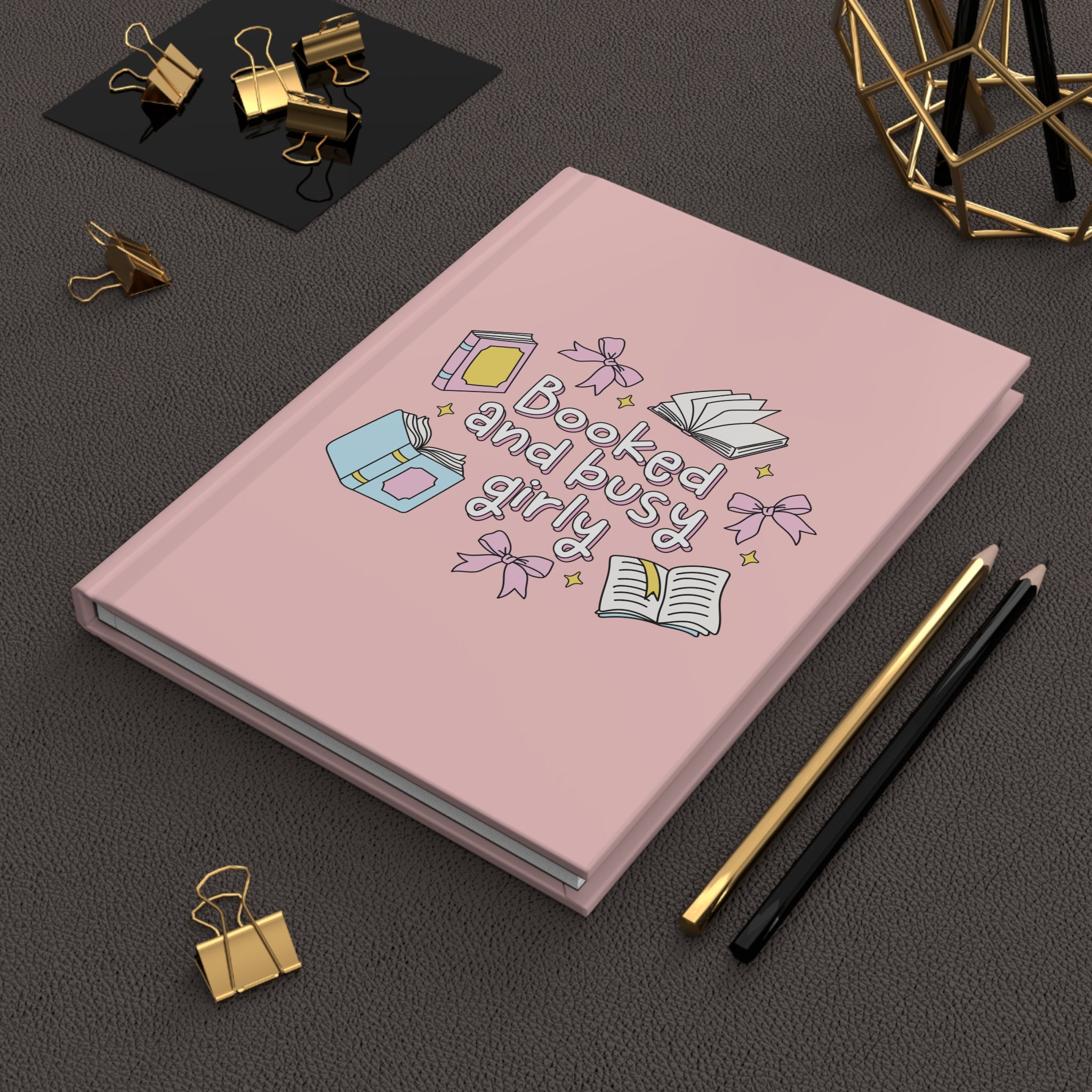 Booked & Busy Girl Pink Journal – Hardcover Reading Journal | Gift for Book Lovers
