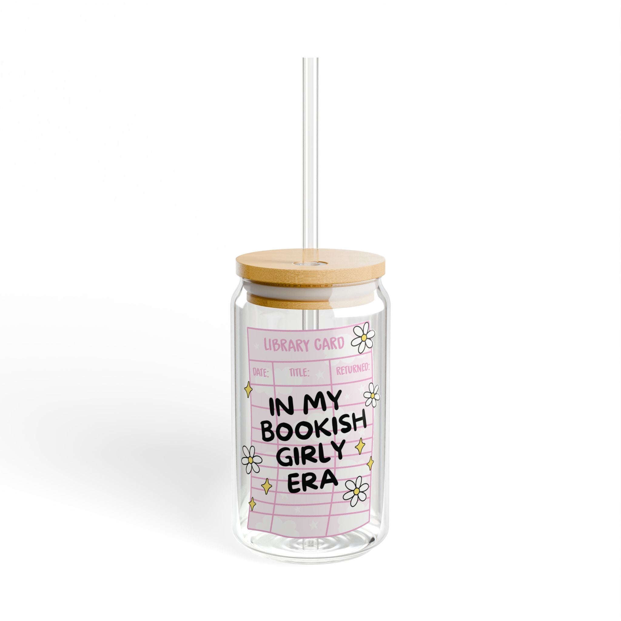 In My Bookish Girl Era Floral Glass Tumbler – Book Lover Sipper Glass | Gift for Readers