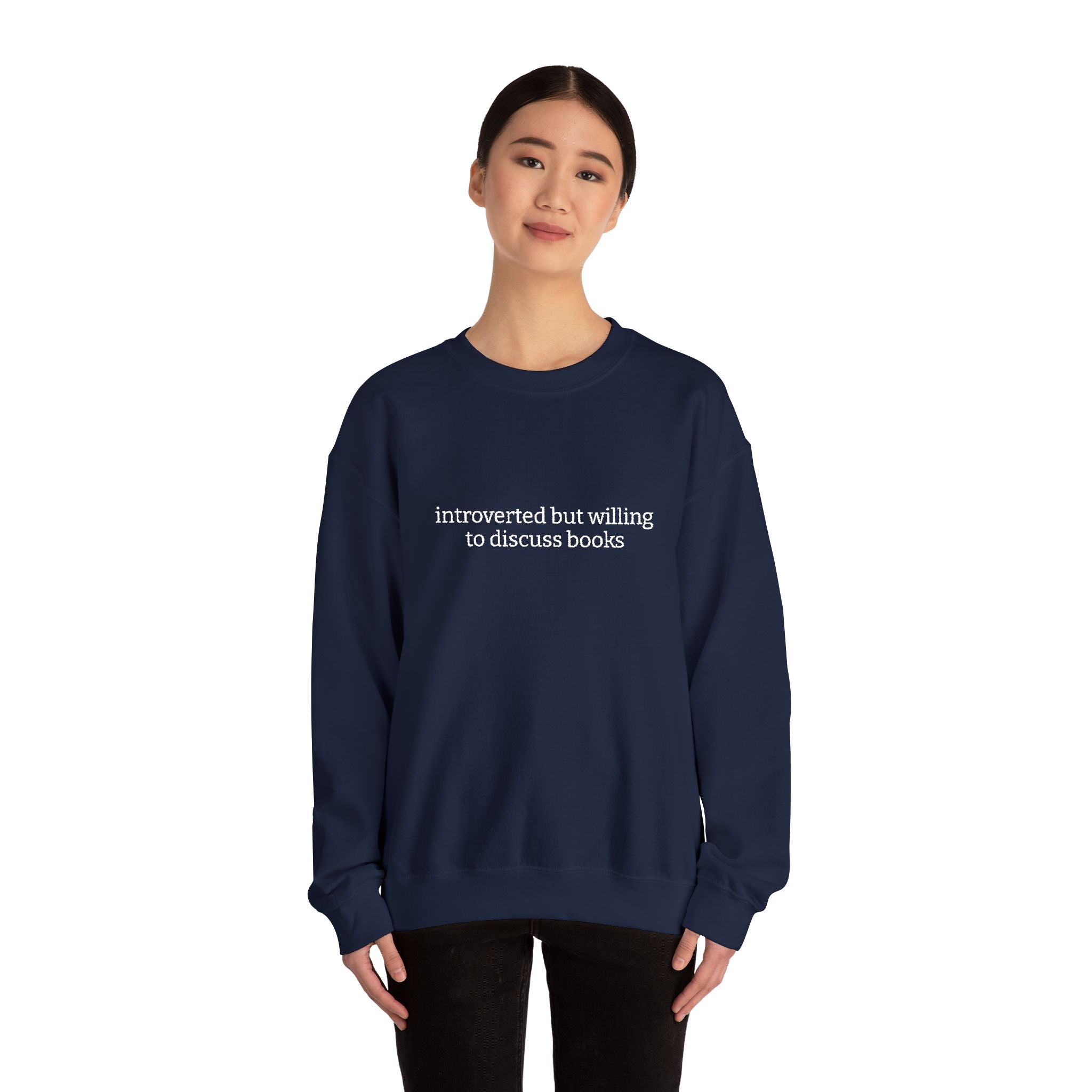 Introverted But Willing To Discuss Books Sweatshirt – Bookish Crewneck for Readers | Gift for Book Lovers